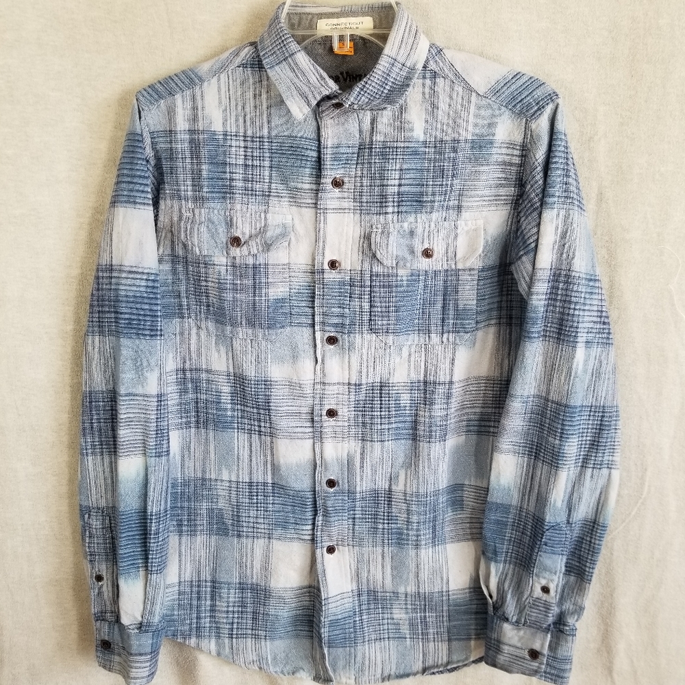 Tailor Vintage Connecticut Originals Shirt Mens Small Blue Plaid‎ Casual Outdoor